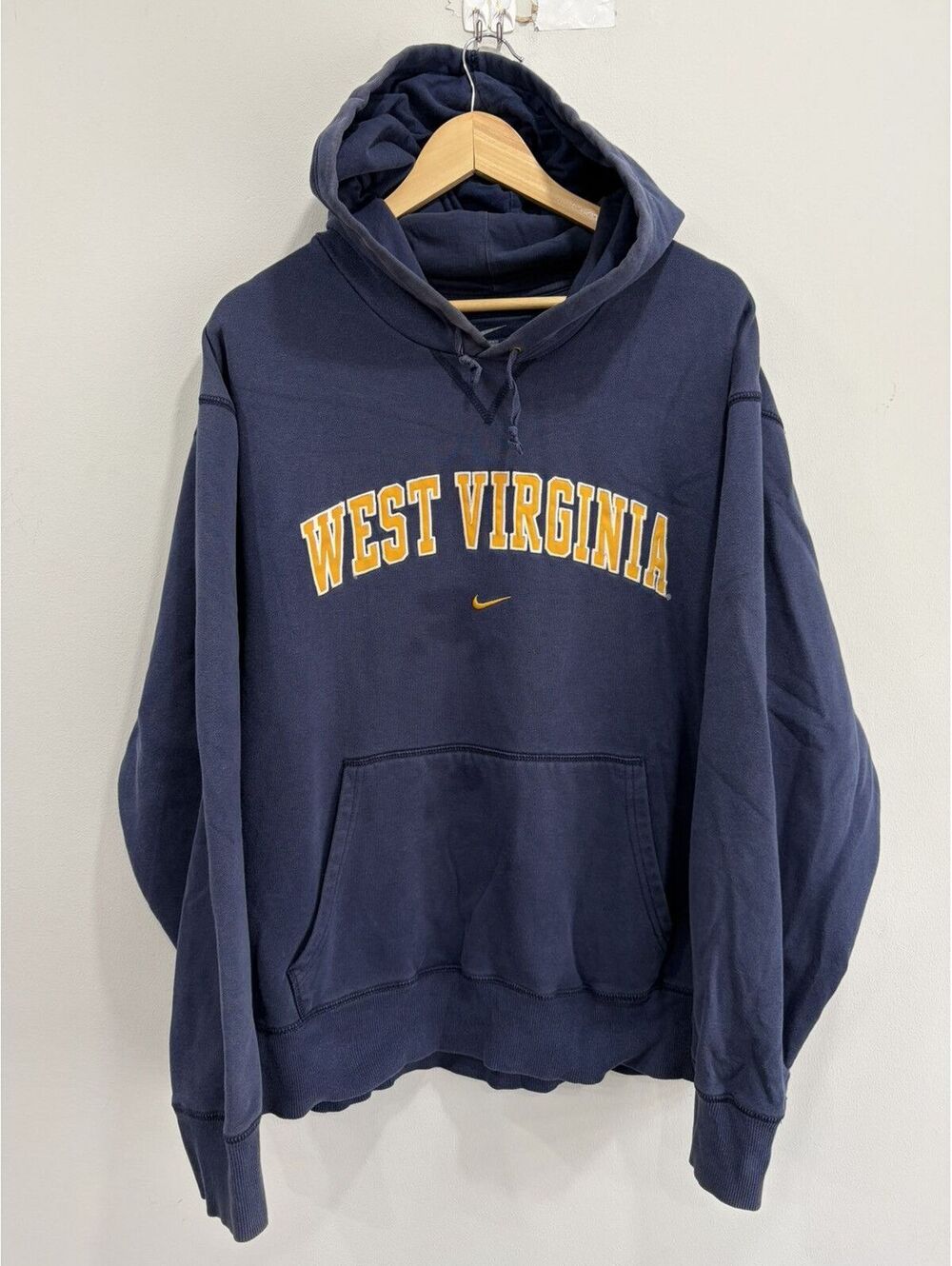 Vintage Nike Y2k Hoodie Center Swoosh Check West Virginia